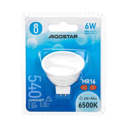 LED Žárovka MR16 GU5,3/6W/12V 6500K - Aigostar