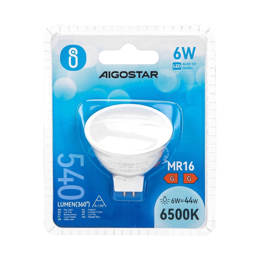 LED Žárovka MR16 GU5,3/6W/12V 6500K - Aigostar