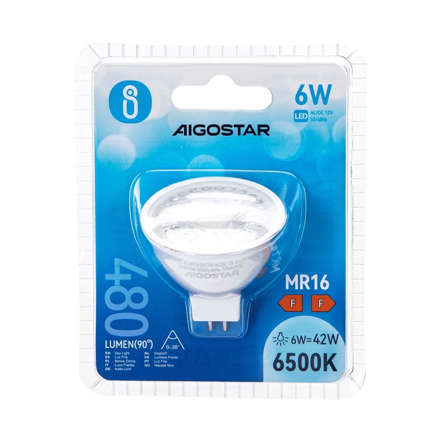 LED Žárovka MR16 GU5,3/6W/12V 6500K - Aigostar