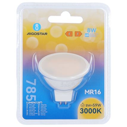 LED Žárovka MR16 GU5,3/8W/12V 3000K - Aigostar