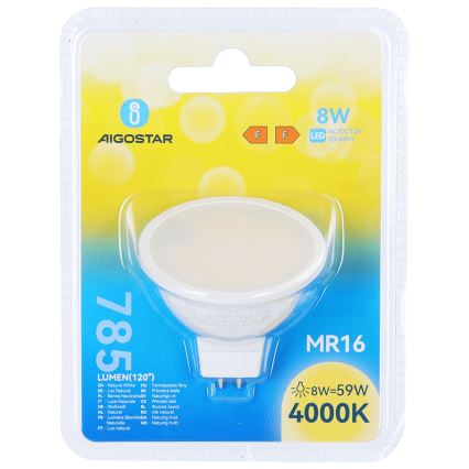 LED Žárovka MR16 GU5,3/8W/12V 4000K - Aigostar