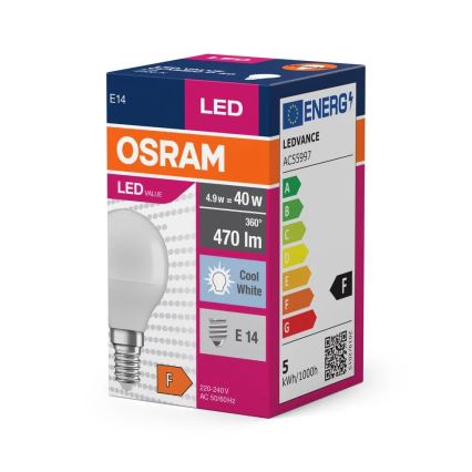 LED Žárovka P40 E14/4,9W/230V 4000K - Osram