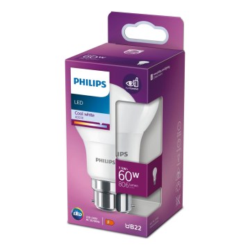 LED Žárovka Philips A60 B22/7,5W/230V 4000K