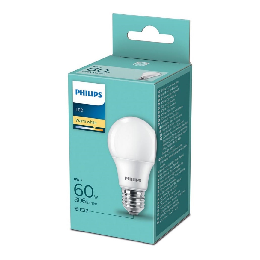 LED Žárovka Philips A60 E27/8W/230V 2700K