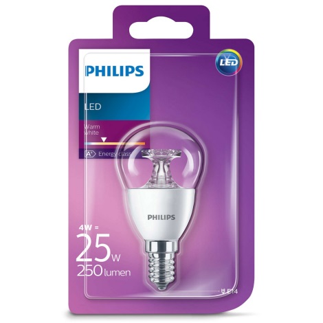 LED žárovka Philips E14/4W/230V - LUSTER čirá