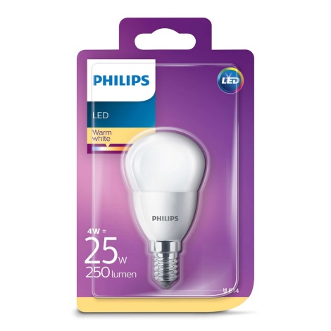LED žárovka Philips E14/4W/230V - LUSTER mléčná