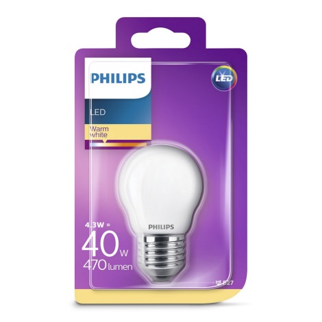 LED Žárovka Philips P45 E27/4,3W/230V 2700K