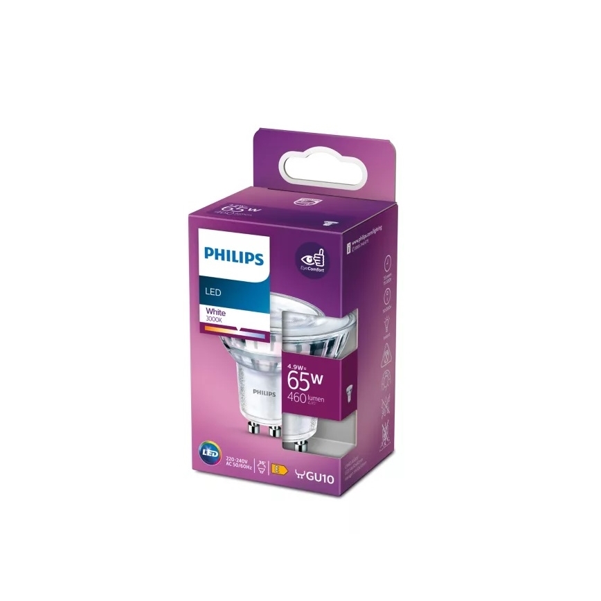 LED Žárovka Philips PAR16 GU10/4,9W/230V 3000K