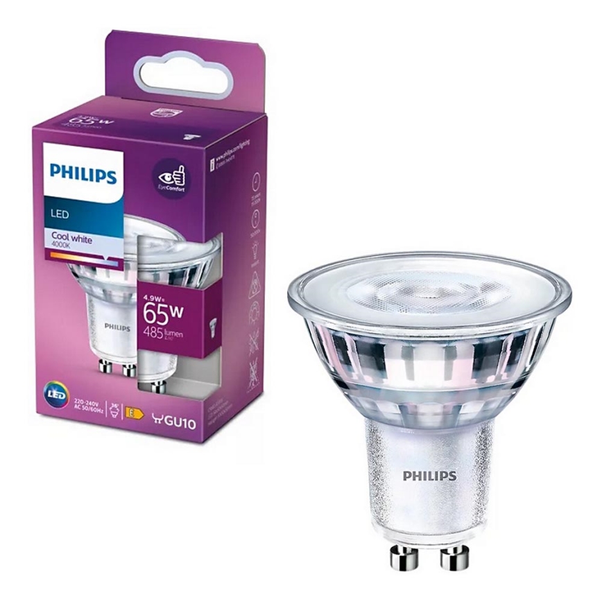 LED Žárovka Philips PAR16 GU10/4,9W/230V 4000K