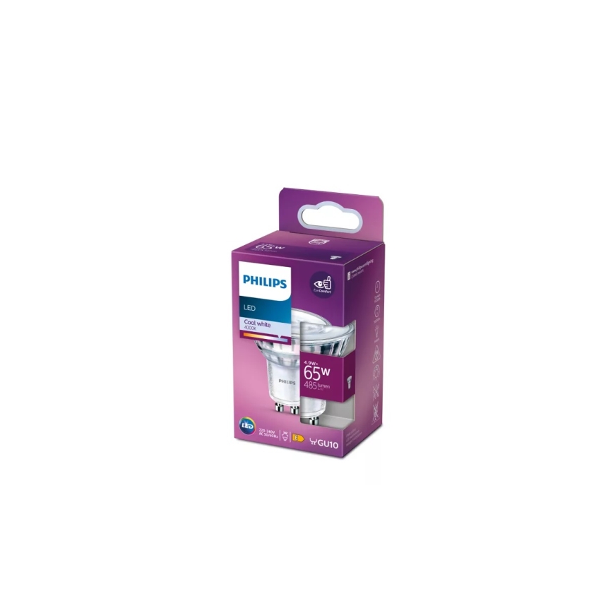 LED Žárovka Philips PAR16 GU10/4,9W/230V 4000K