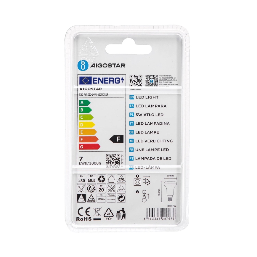 LED Žárovka R50 E14/7W/230V 6500K - Aigostar