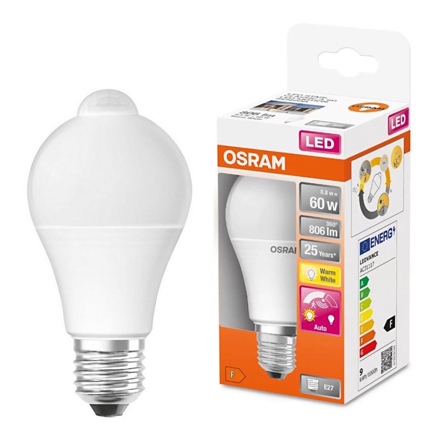 LED Žárovka se senzorem E27/8,8W/230V 2700K - Osram