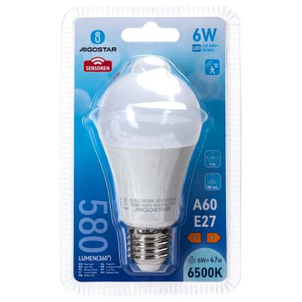 LED Žárovka se senzorem pohybu a soumraku A60 E27/6W/230V 6500K - Aigostar