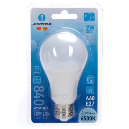 LED Žárovka se senzorem pohybu a soumraku A60 E27/9W/230V 6500K - Aigostar