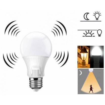 LED Žárovka se senzorem pohybu E27/9W/230V 6500K
