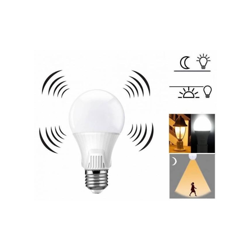 LED Žárovka se senzorem pohybu E27/9W/230V 6500K