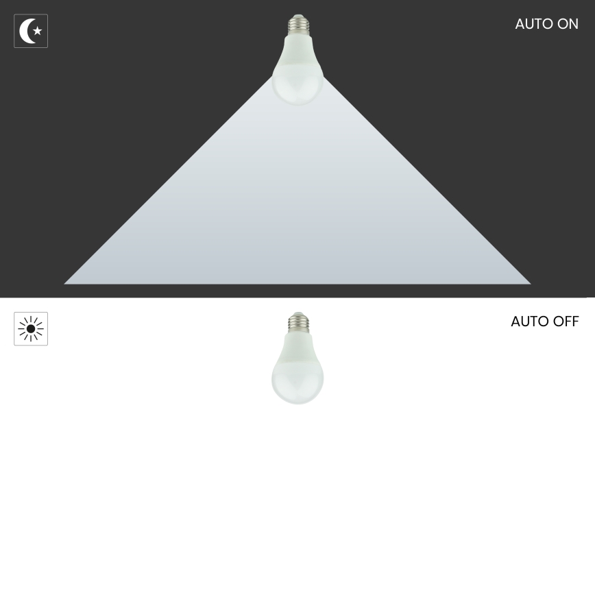 LED Žárovka se senzorem soumraku A60 E27/9W/230V 3000K