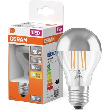 LED Žárovka se zrcadlovým vrchlíkem FILAMENT E27/6,5W/230V 2700K stříbrná- Osram
