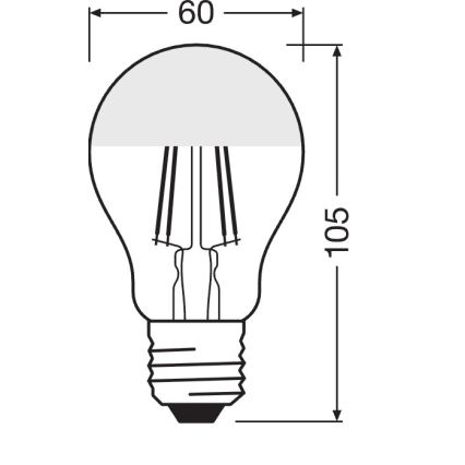 LED Žárovka se zrcadlovým vrchlíkem FILAMENT E27/6,5W/230V 2700K stříbrná- Osram