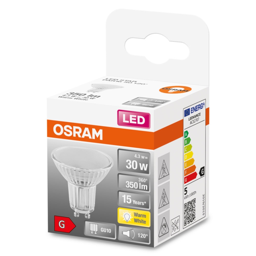 LED Žárovka STAR PAR16 GU10/4,3W/230V 2700K 120° - Osram