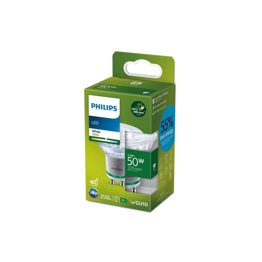 LED Žárovka ULTRAEFFICIENT Philips PAR16 GU10/2,1W/230V 3000K