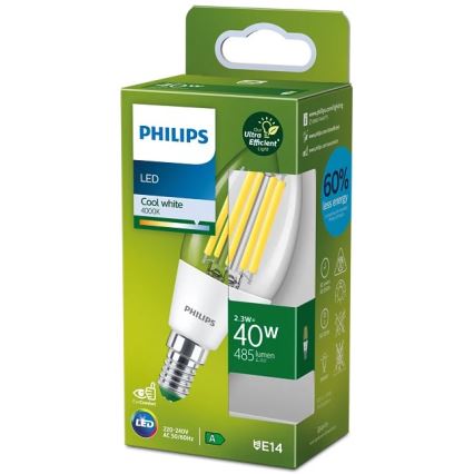 LED Žárovka ULTRAEFFICIENT VINTAGE Philips B35 E14/2,3W/230V 4000K