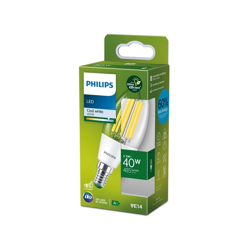 LED Žárovka ULTRAEFFICIENT VINTAGE Philips B35 E14/2,3W/230V 4000K