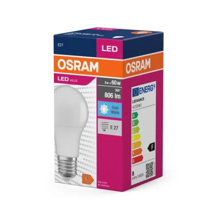 LED Žárovka VALUE A60 E27/8W/230V 4000K - Osram