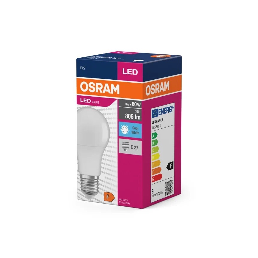 LED Žárovka VALUE A60 E27/8W/230V 4000K - Osram