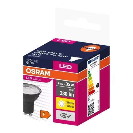LED Žárovka VALUE PAR16 GU10/4,5W/230V 2700K 120° černá - Ledvance