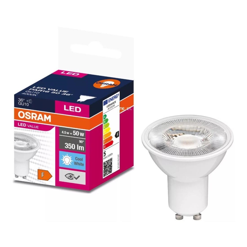 LED Žárovka VALUE PAR16 GU10/4,5W/230V 4000K 36° bílá - Osram