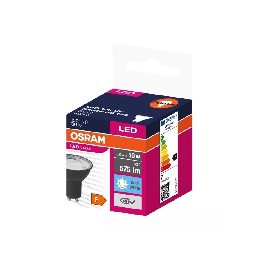 LED Žárovka VALUE PAR16 GU10/6,9W/230V 4000K 120° černá - Ledvance