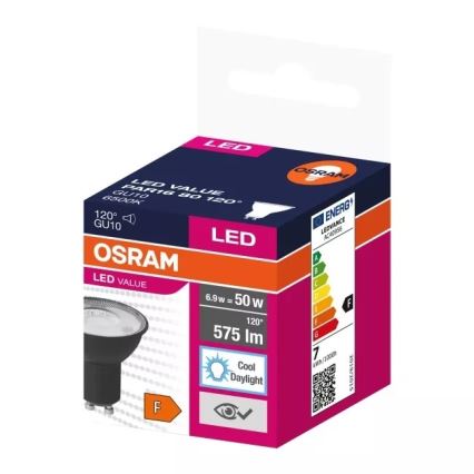LED Žárovka VALUE PAR16 GU10/6,9W/230V 6500K 120° černá - Ledvance