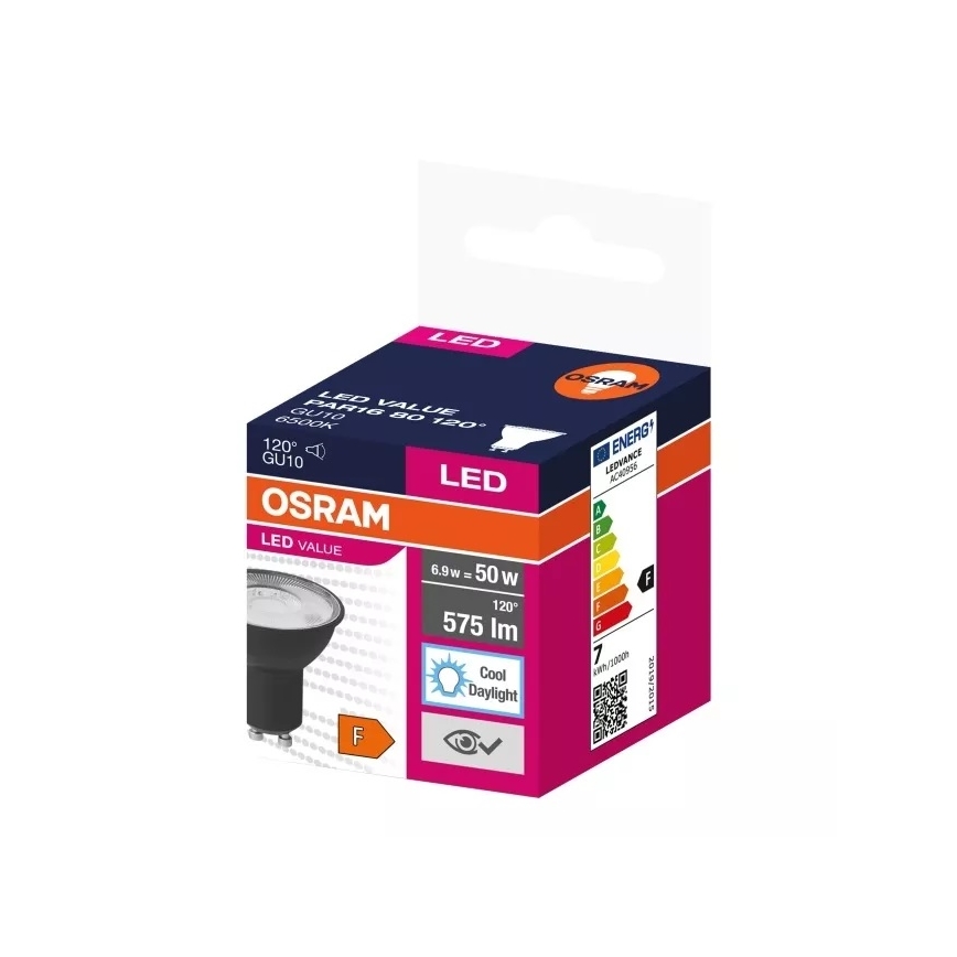 LED Žárovka VALUE PAR16 GU10/6,9W/230V 6500K 120° černá - Ledvance
