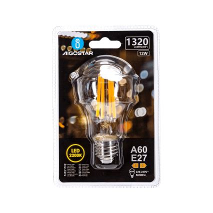 LED Žárovka VINTAGE A60 E27/12W/230V 2200K - Aigostar