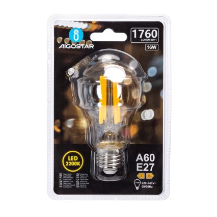 LED Žárovka VINTAGE A60 E27/16W/230V 2200K - Aigostar