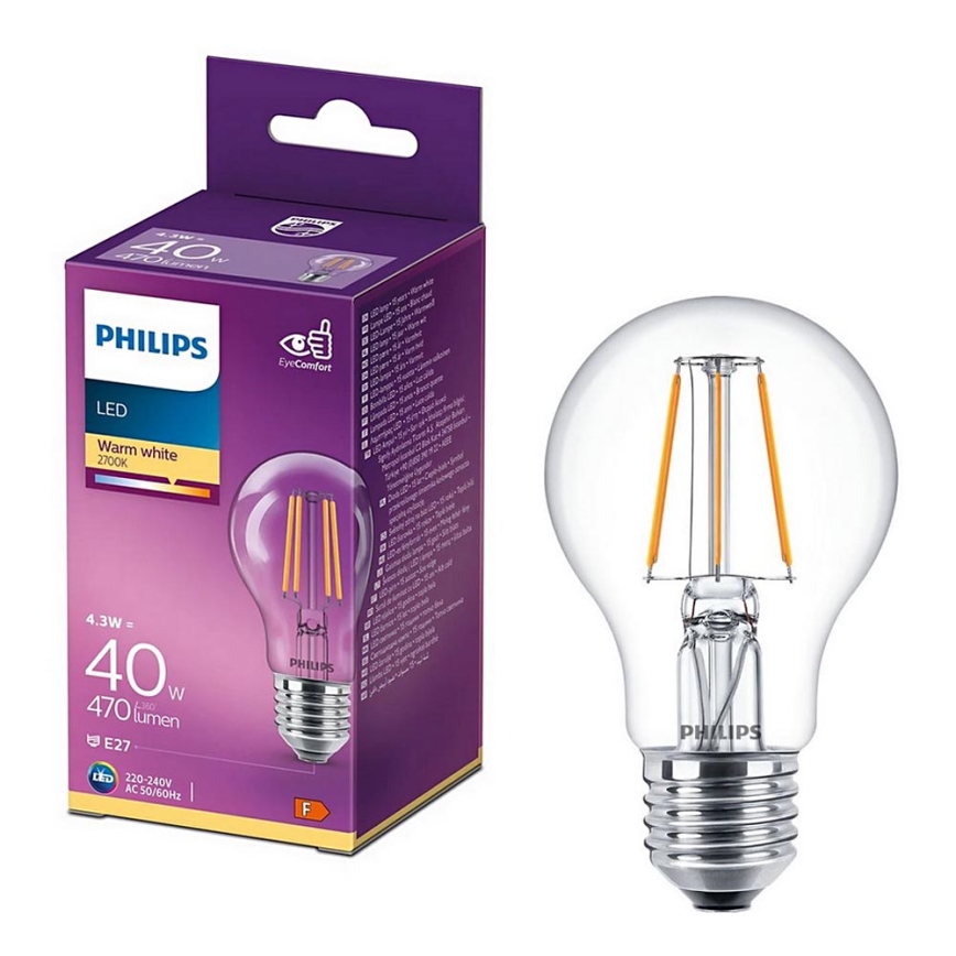 LED Žárovka VINTAGE Philips A60 E27/4,3W/230V 2700K