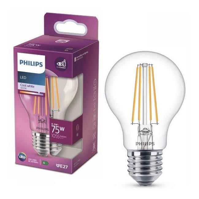 LED Žárovka VINTAGE Philips A60 E27/8,5W/230V 4000K