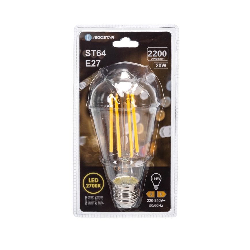 LED Žárovka VINTAGE ST64 E27/20W/230V 2700K - Aigostar