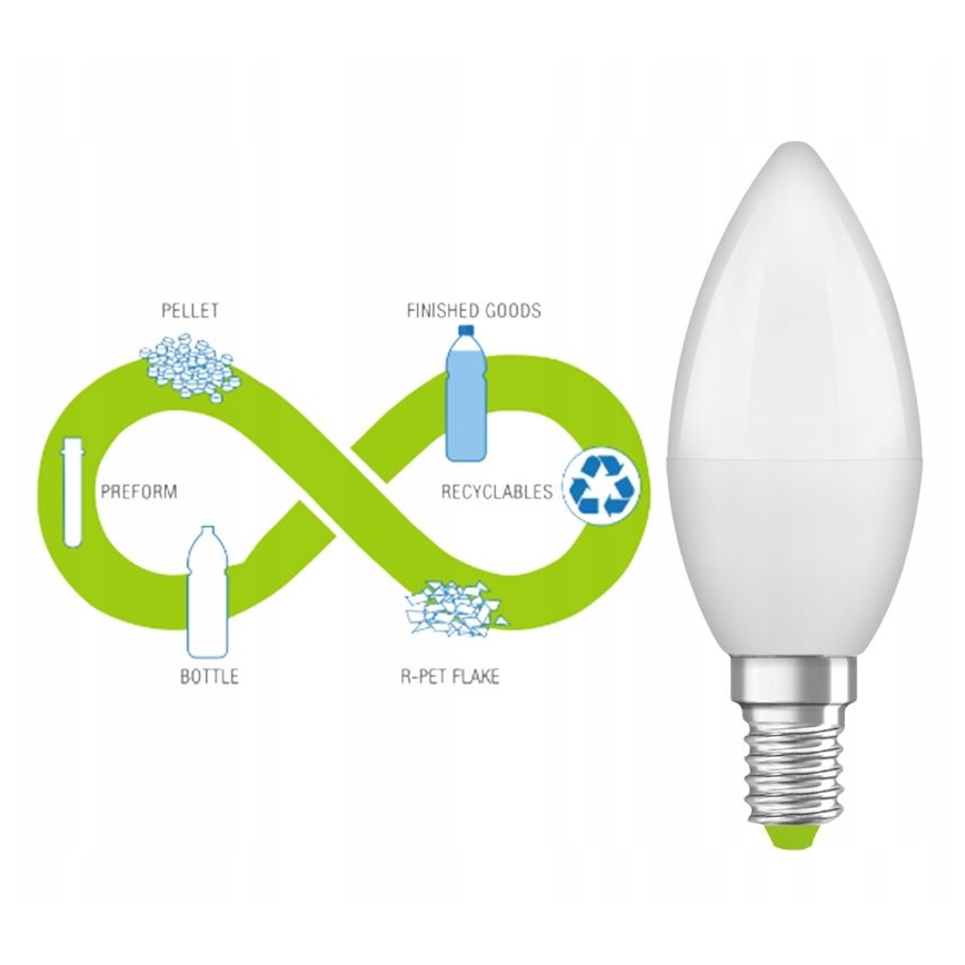 LED Žárovka z recyklovaného plastu B40 E14/4,9W/230V 2700K - Ledvance