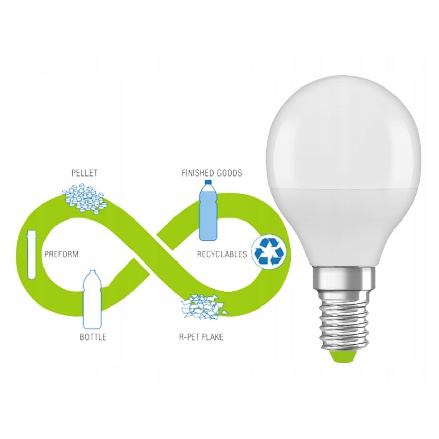 LED Žárovka z recyklovaného plastu P45 E14/4,9W/230V 4000K - Osram
