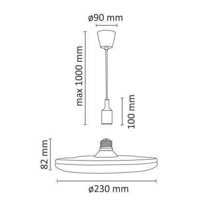 LED Závěsné svítidlo KIKI 1xE27/15W/230V černé