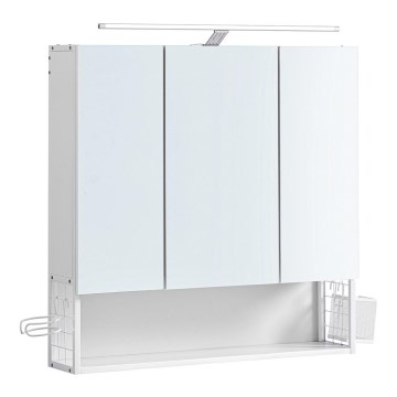 LED zrcadlová koupelnová skříňka SKY 70x70x16 cm 230V bílá