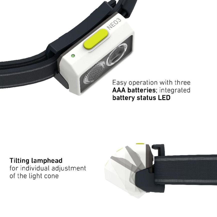 Ledlenser NEO3 - LED Stmívatelná čelovka LED/3xAAA IP54 400 lm 20 h černá/bílá