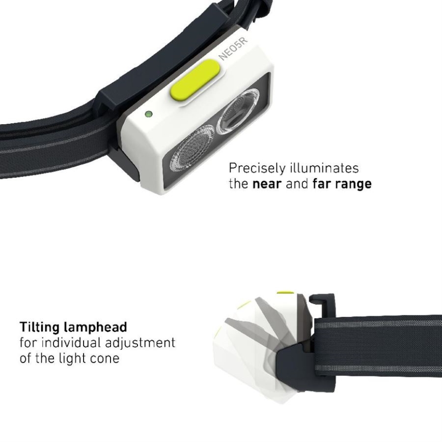 Ledlenser NEO5R - LED Stmívatelná nabíjecí čelovka LED/1800 mAh IP54 600 lm 35 h černá/bílá
