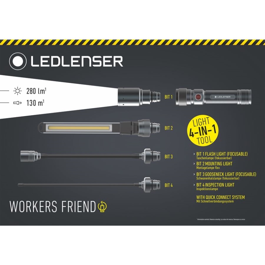 Ledlenser WORKERS FRIEND - LED Stmívatelná nabíjecí svítilna LED/2500 mAh 280 lm 80 h černá