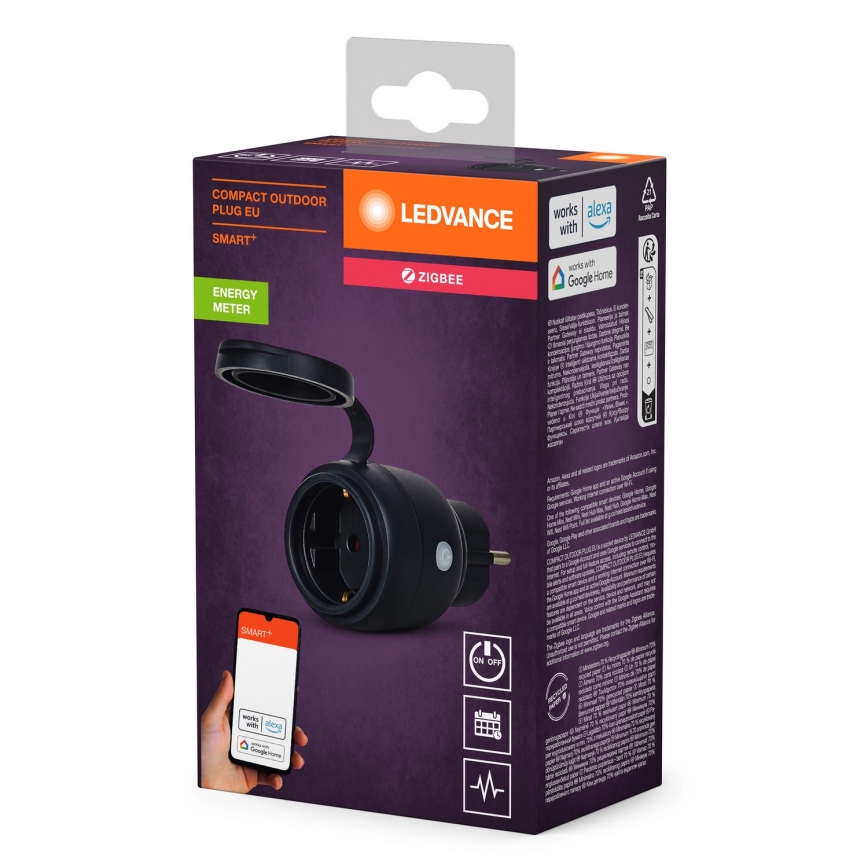 Ledvance - Chytrá venkovní zásuvka SMART+ 3680W/230V/Typ F/SCHUKO 16A IP44 černá