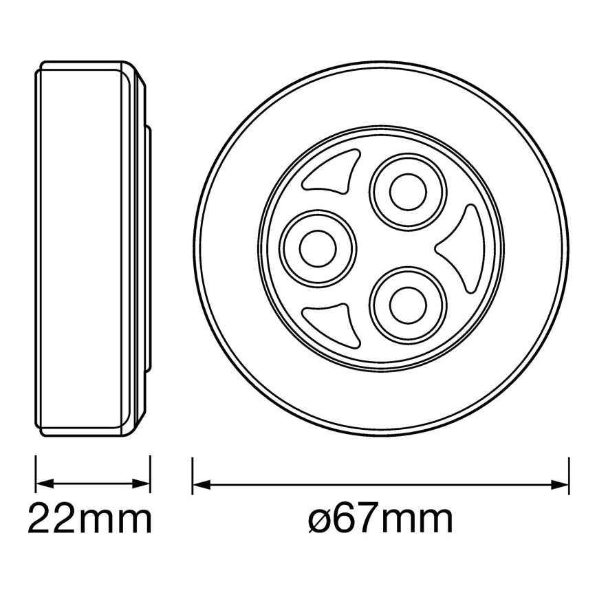 Ledvance - LED Dotykové orientační svítidlo DOT-IT LED/0,2W/3xAAA