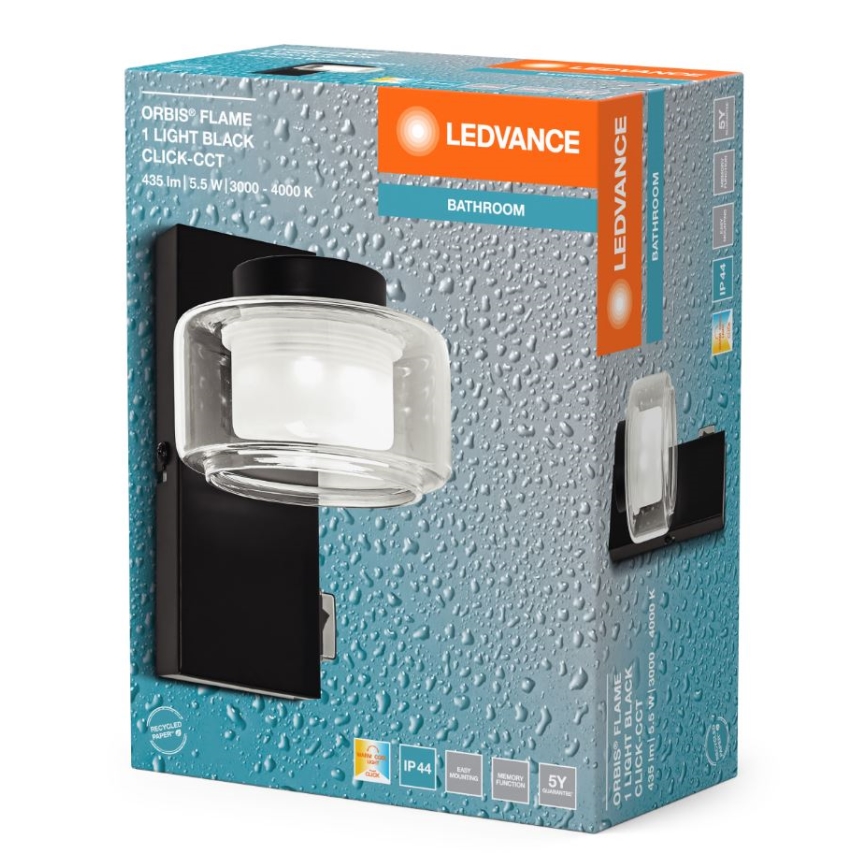 Ledvance - LED Koupelnové nástěnné svítidlo ORBIS FLAME LED/5,5W/230V 3000/4000K IP44 černá