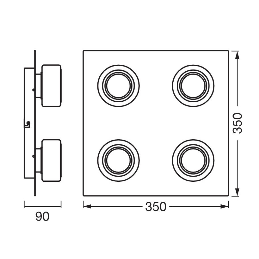 Ledvance - LED Koupelnové stropní svítidlo ORBIS FLAME 4xLED/5,5W/230V 3000/4000K IP44 černá